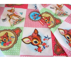 Baumwolle Märchen - Reh Vogel Röschen - Patchwork